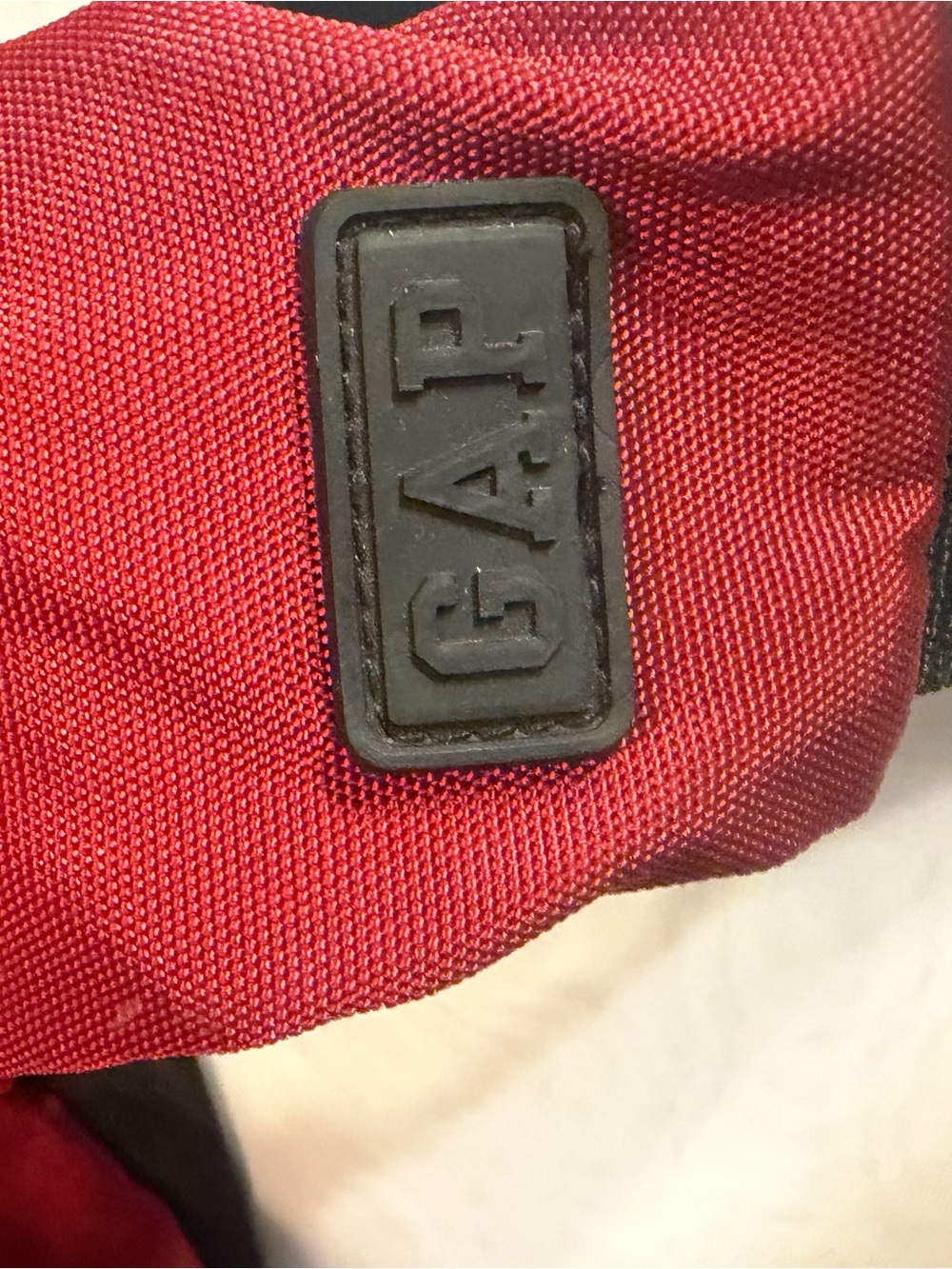 GAP Red Backpack with Black Logo Patch Accent